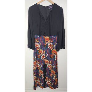 Modcloth X Anna Sui Women's Sz. 6 Rooted In Retro Maxi Print Bell Sleeve Dress
